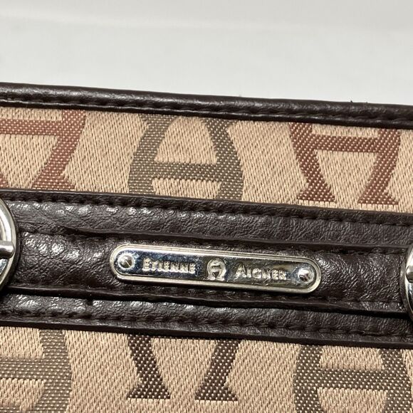Etiennne Aigner Wallet Logo Fabric With Leather Trim Brown - Picture 5 of 16